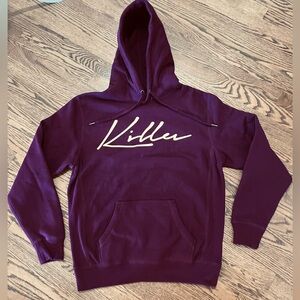 Killer Merch Men’s Hoodie Small Oversized Heavyweight Burgundy Killer Spell out